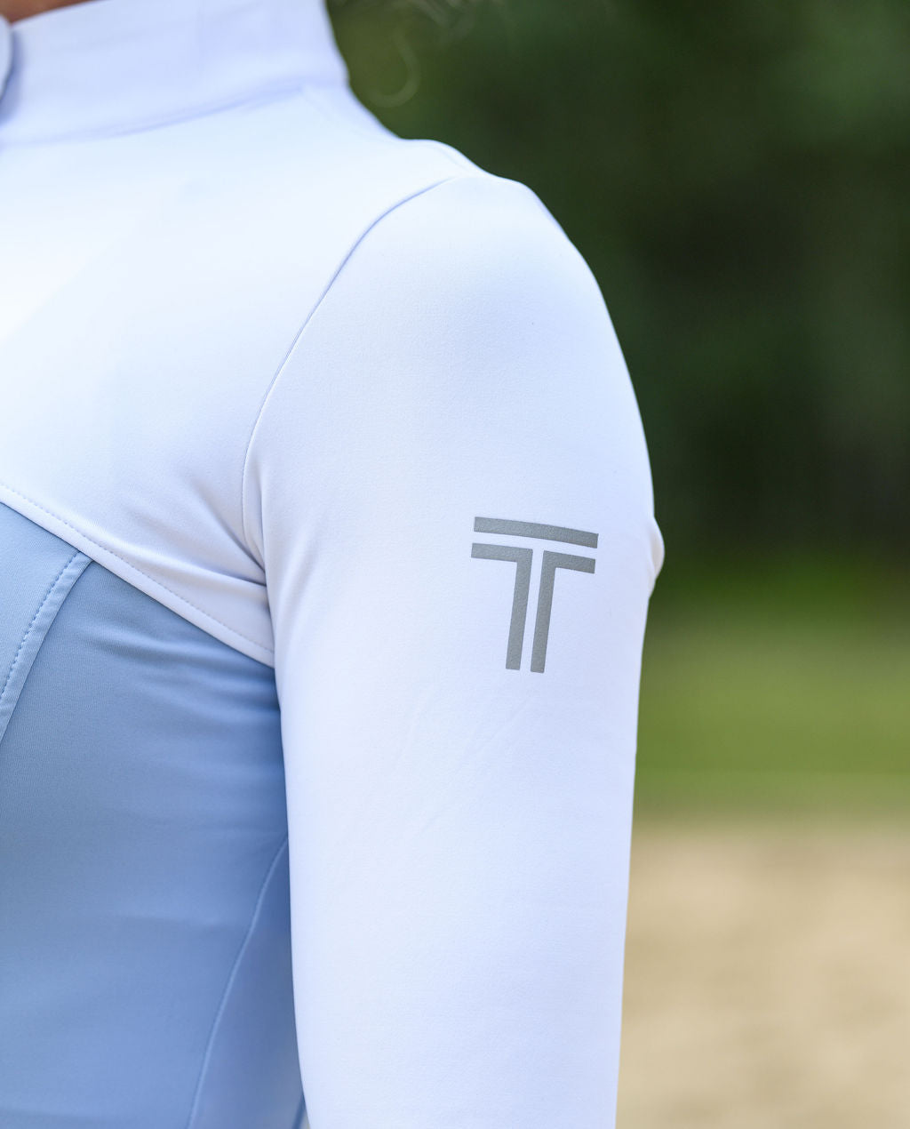 Margot Competition Top- Light Blue and White