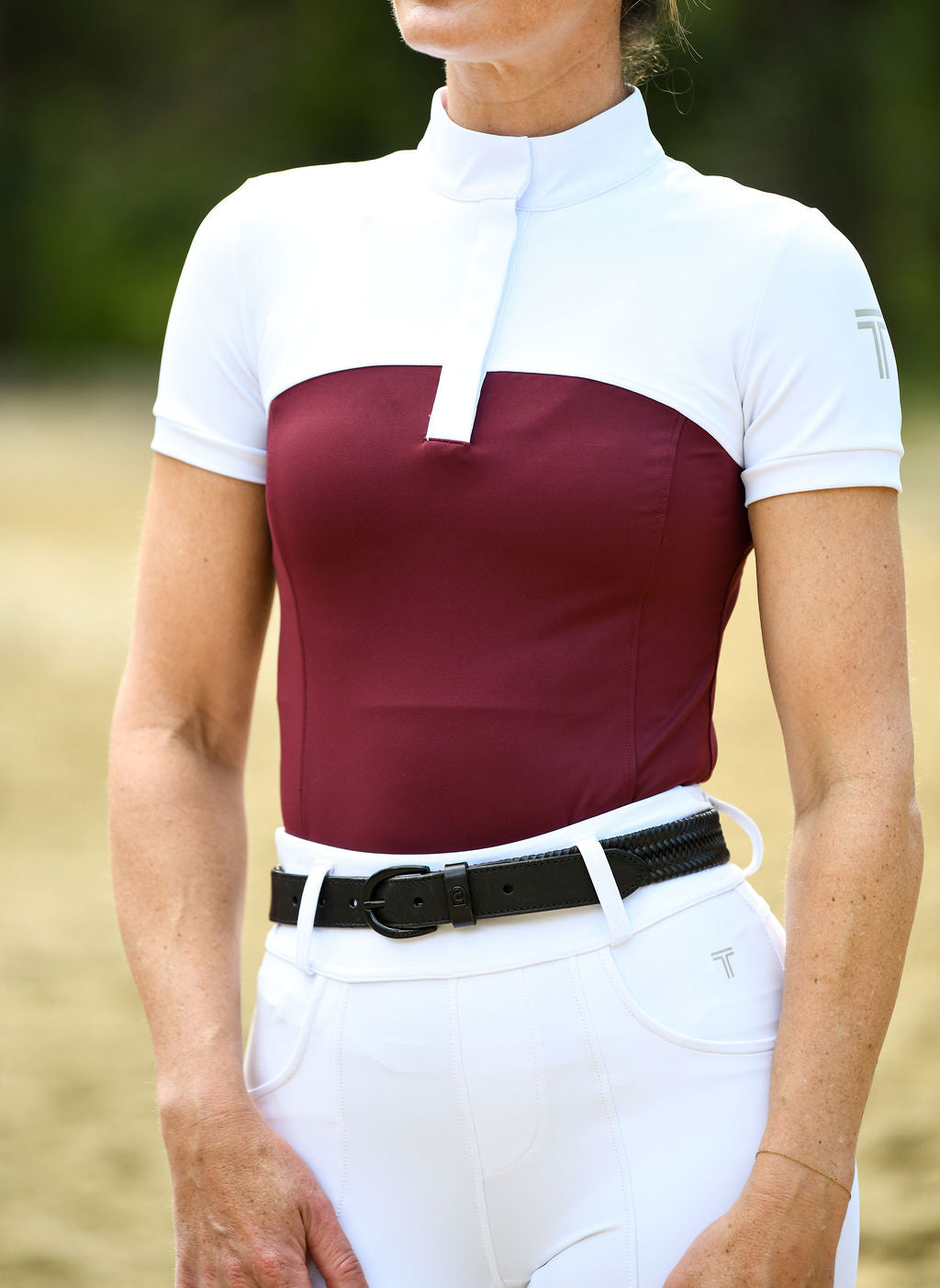Maya Competition Top - White and Burgundy