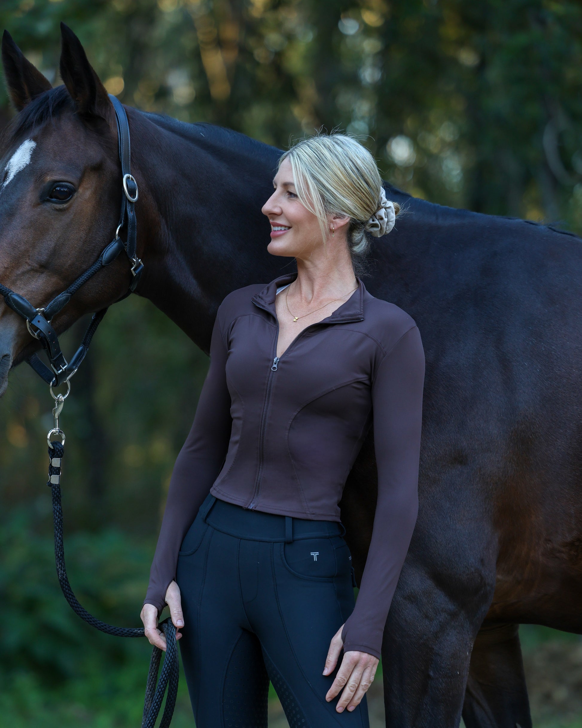 Zip Up Training Top - Chocolate